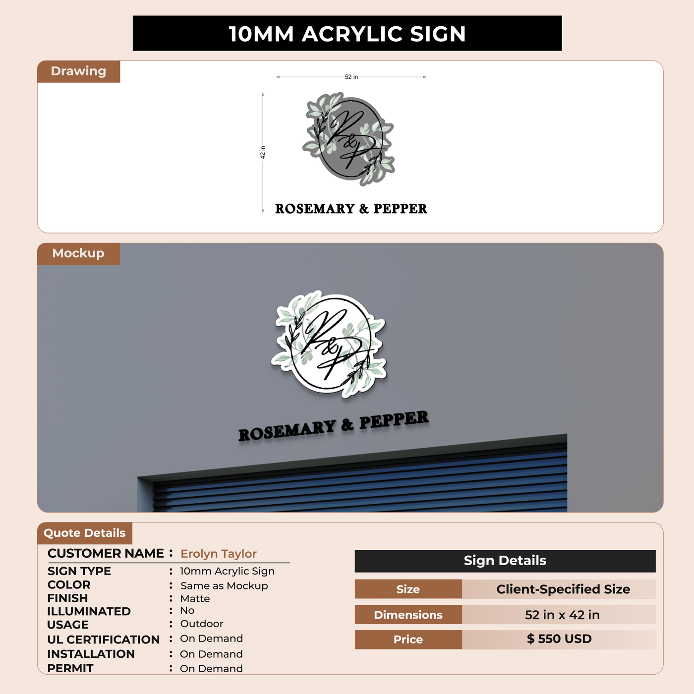 Custom Signs For Erolyn Taylor