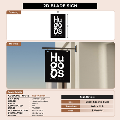 2D Blade Signs For Hugo Galvan