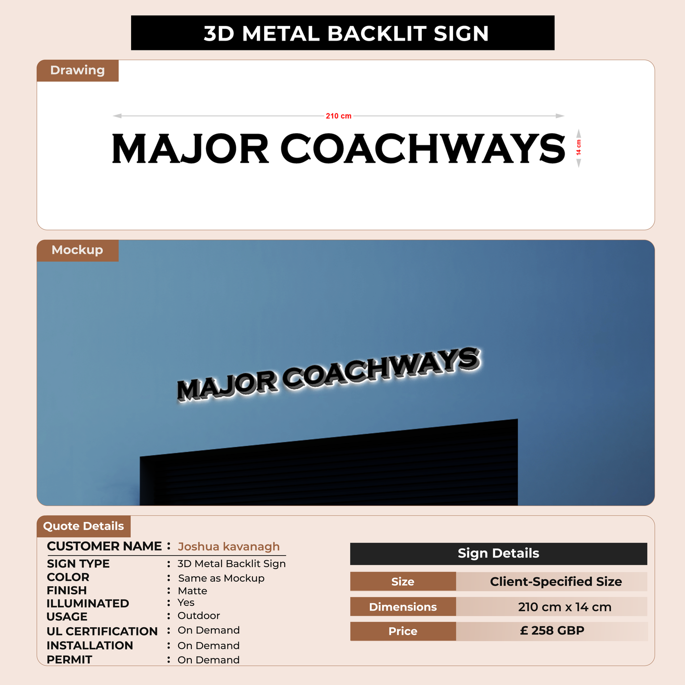 Custom Signs For Joshua kavanagh