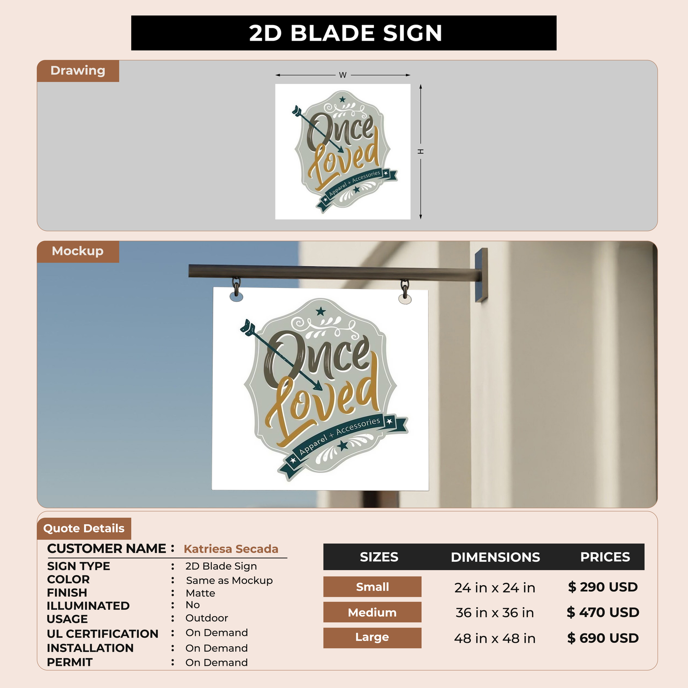 2D blade sign for Katriesa Secada