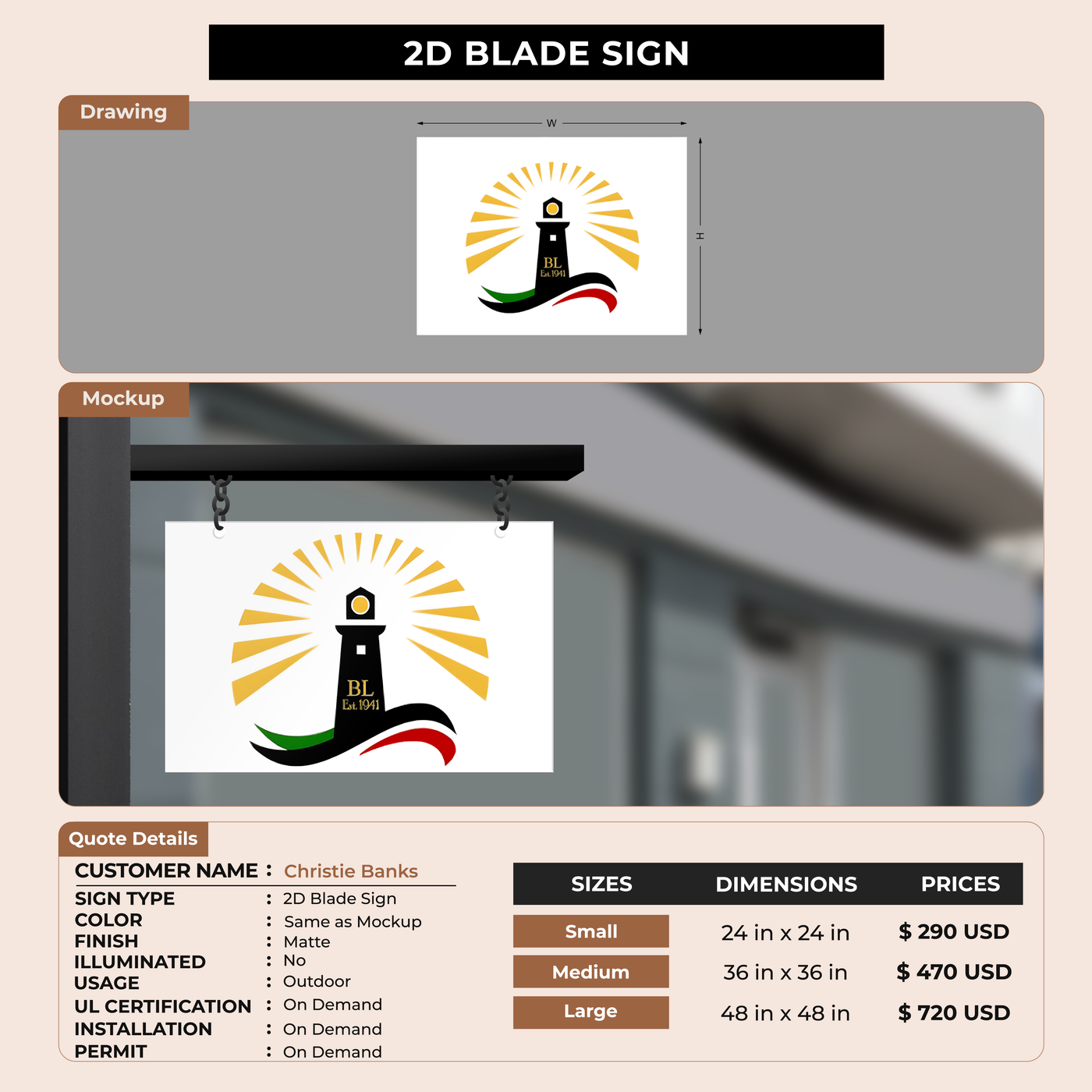 2D Blade Sign For Christie Banks
