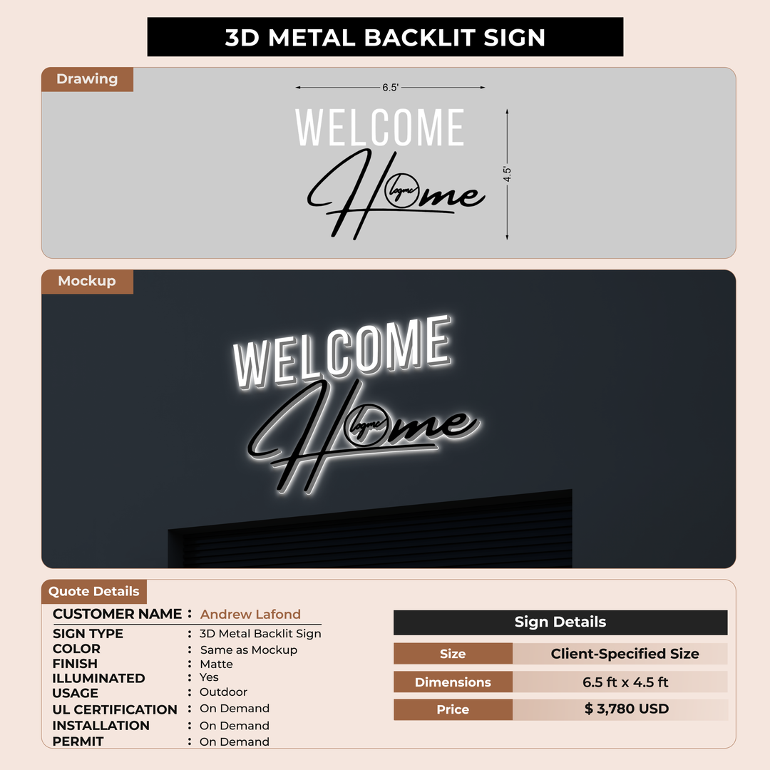 Custom Signs for Andrew Lafond