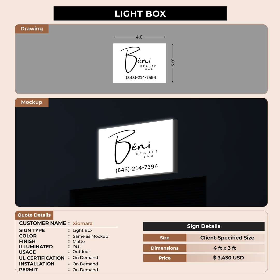 Lightbox Sign For Xiomara