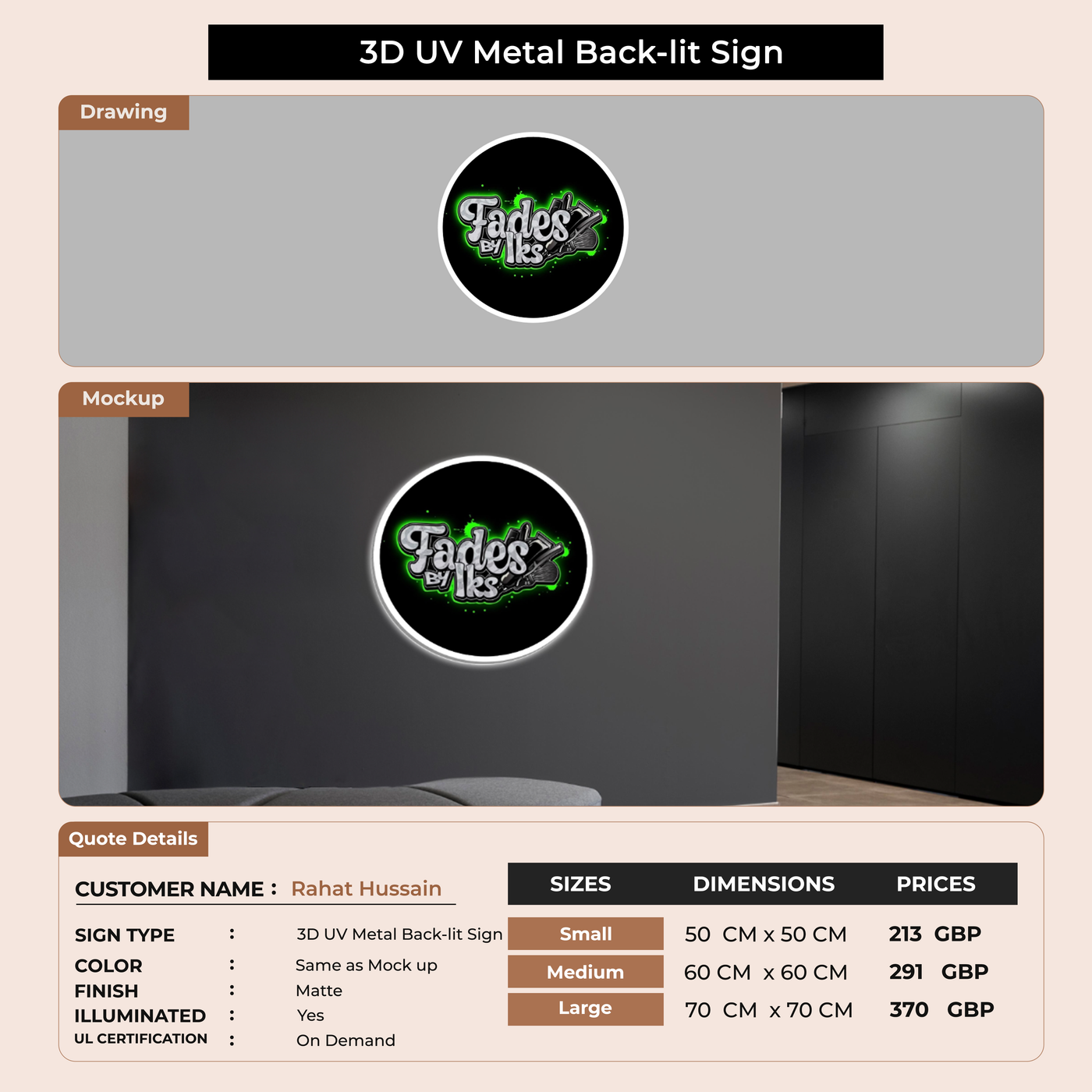 Custom Signs For Rahat Hussain