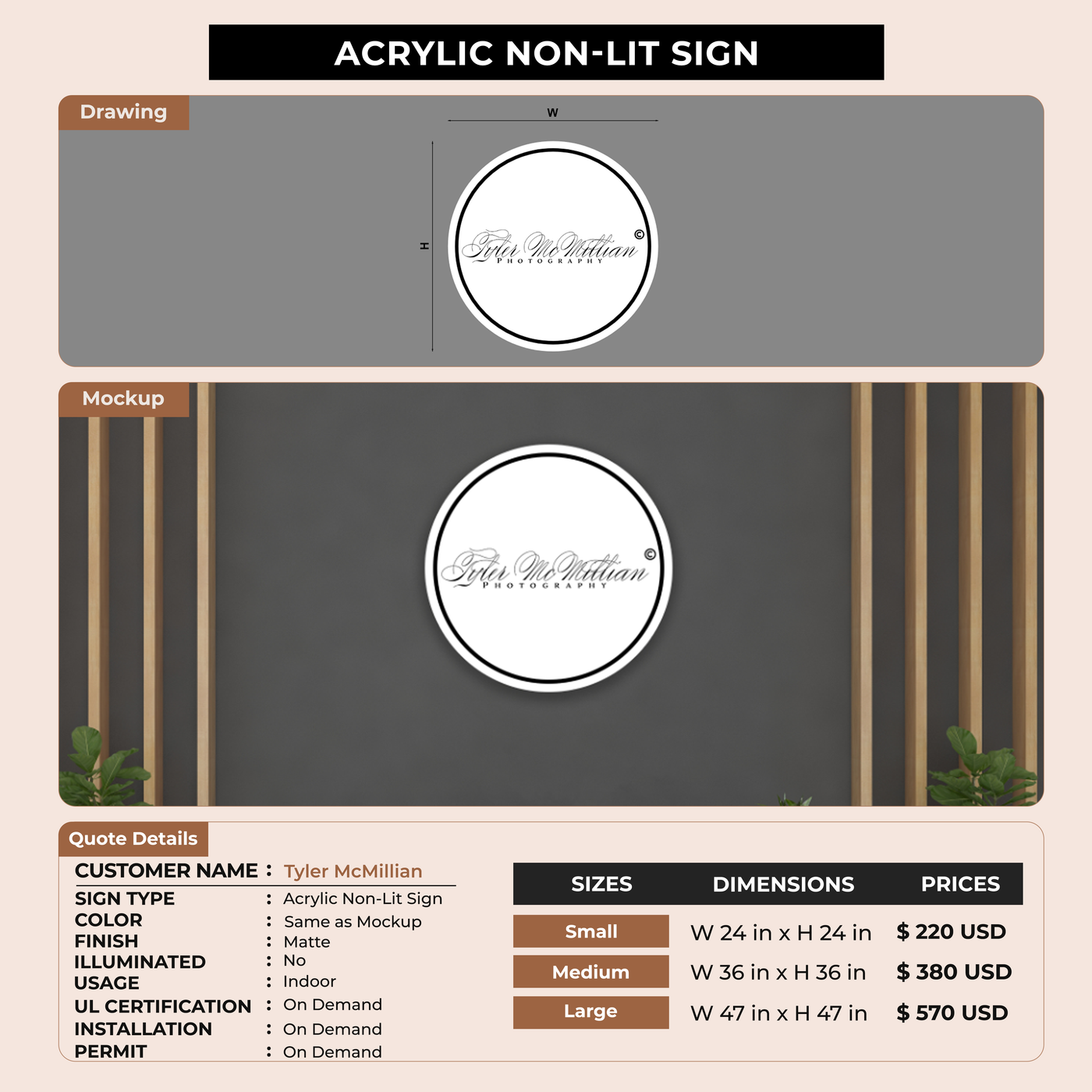 Business Signage for Tyler McMillian
