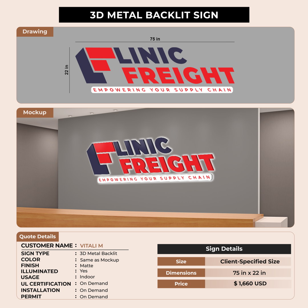 3d metal backlit for VITALI M