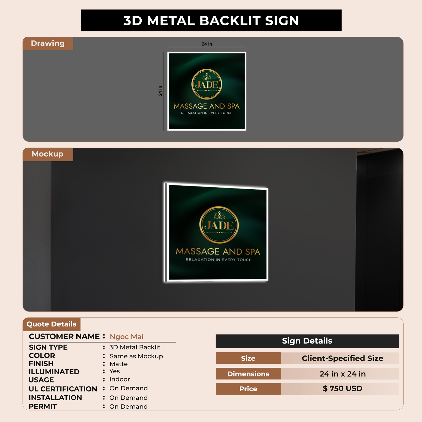 Business signage for Ngoc Mai