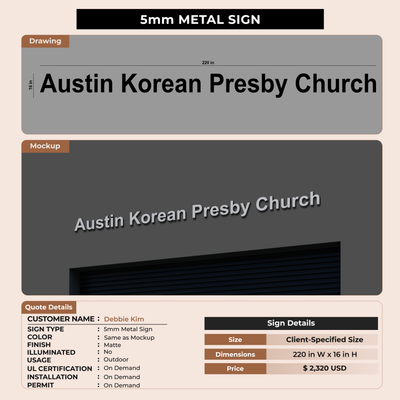 5mm metal sign for Debbie Kim