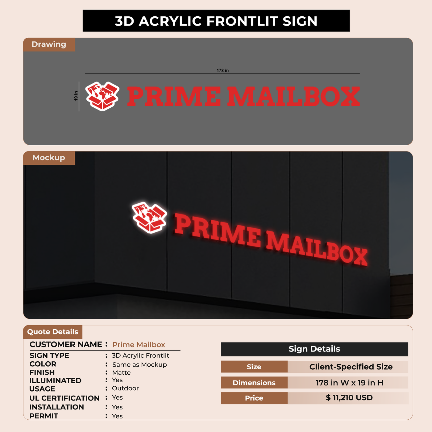 3D Acrylic Frontlit for Prime Mailbox