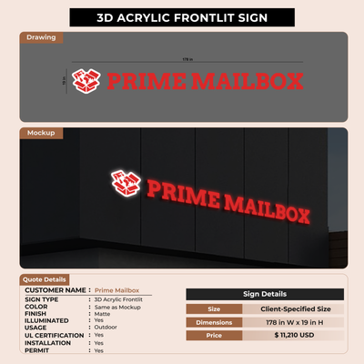 3D Acrylic Frontlit for Prime Mailbox