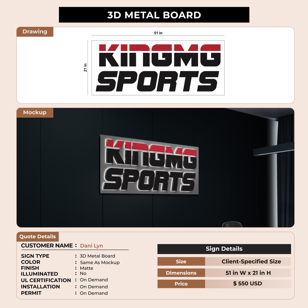 3D Metal Board for Dani Lyn
