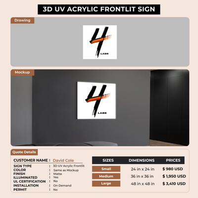 3D UV Acrylic Signage for David Cole