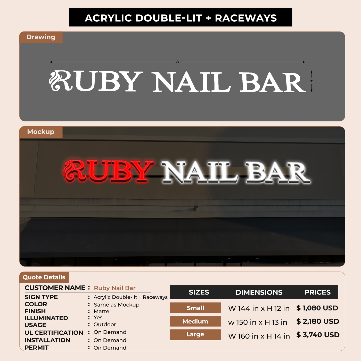Custom Signs for Ruby Nail Bar