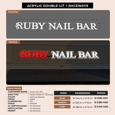Custom Signs for Ruby Nail Bar