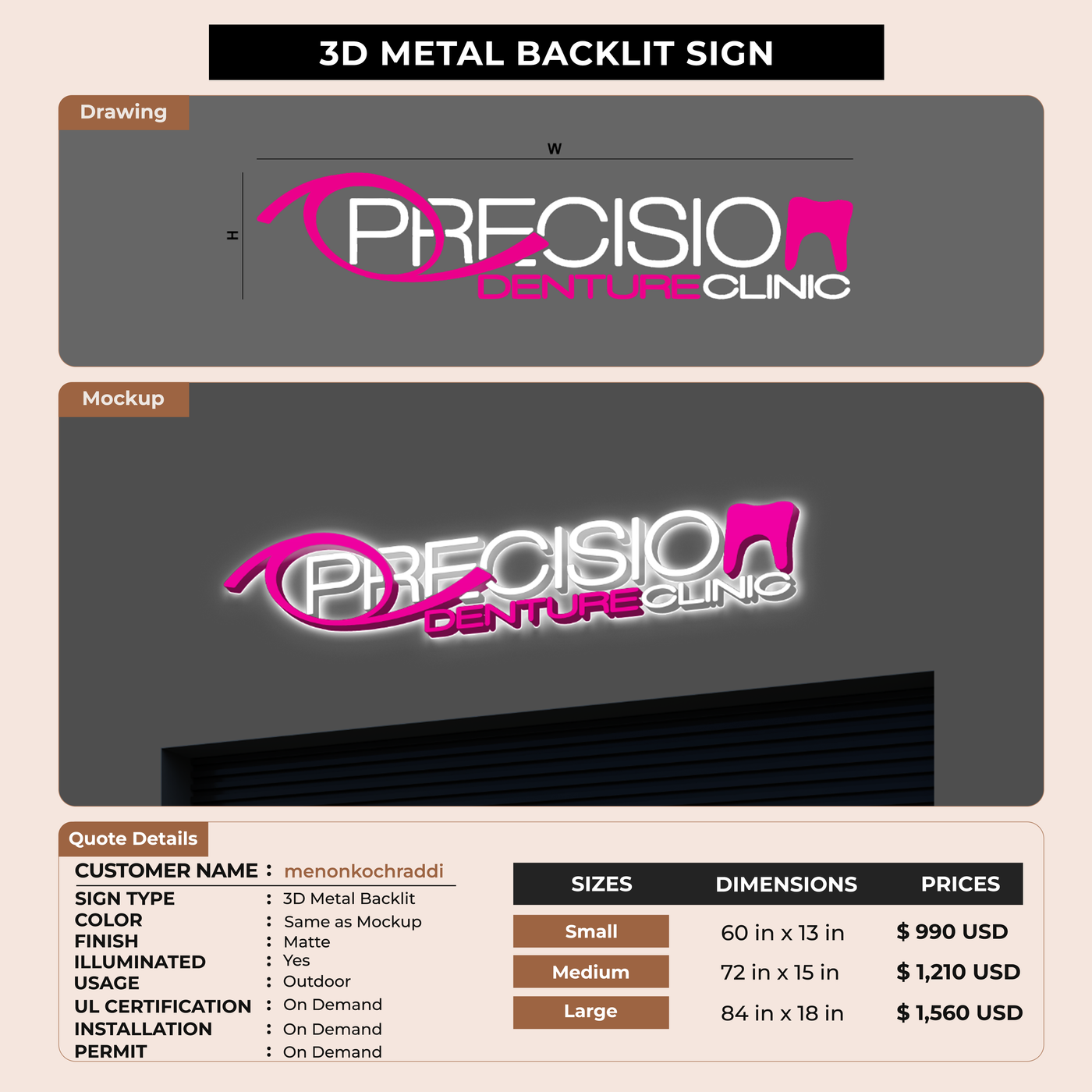 Business signage for menonkochraddi