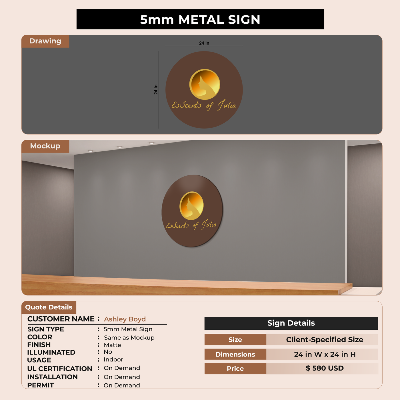 5mm Metal Sign for Ashley Boyd
