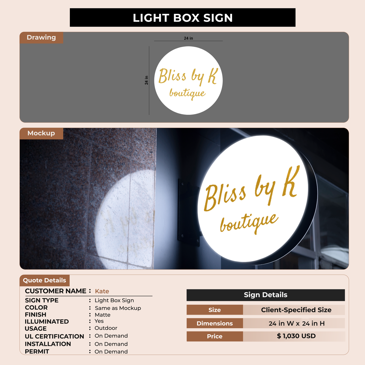 Light Box Sign for Kate