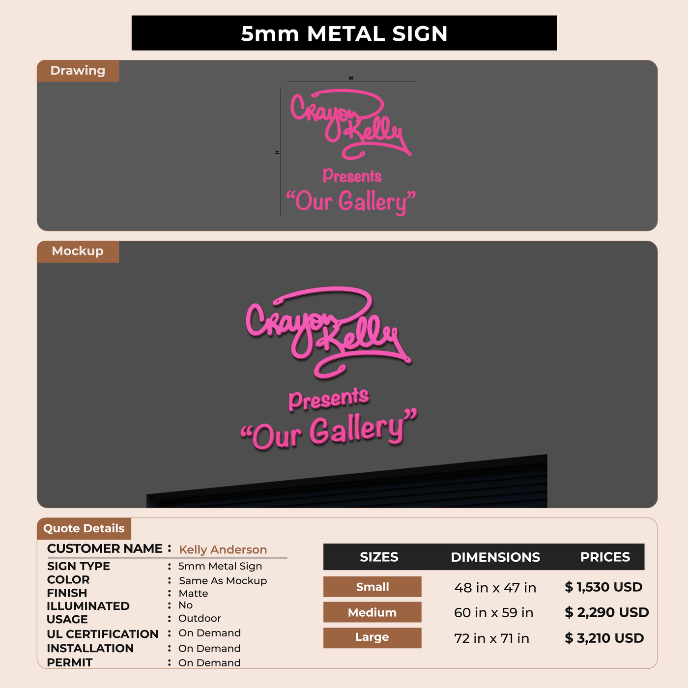 Business signage for Kelly Anderson