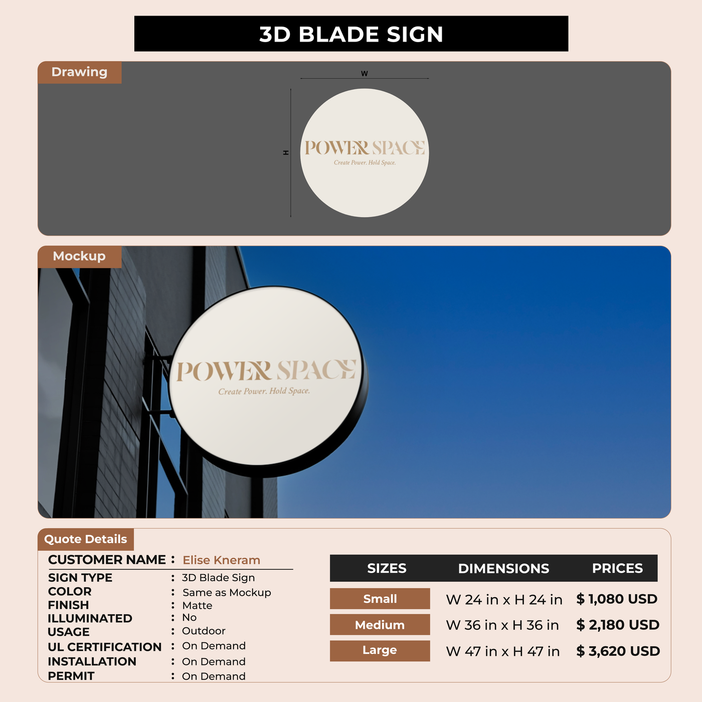 Custom Blade Signs for Elise Kneram