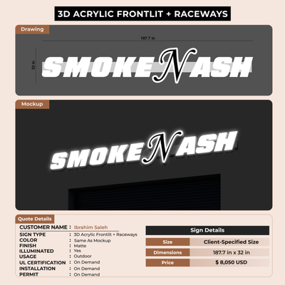 3d acrylic frontlit with raceways for Ibrahim Saleh