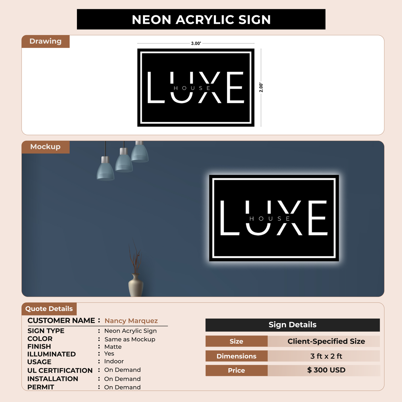 Business signage for Nancy Marquez