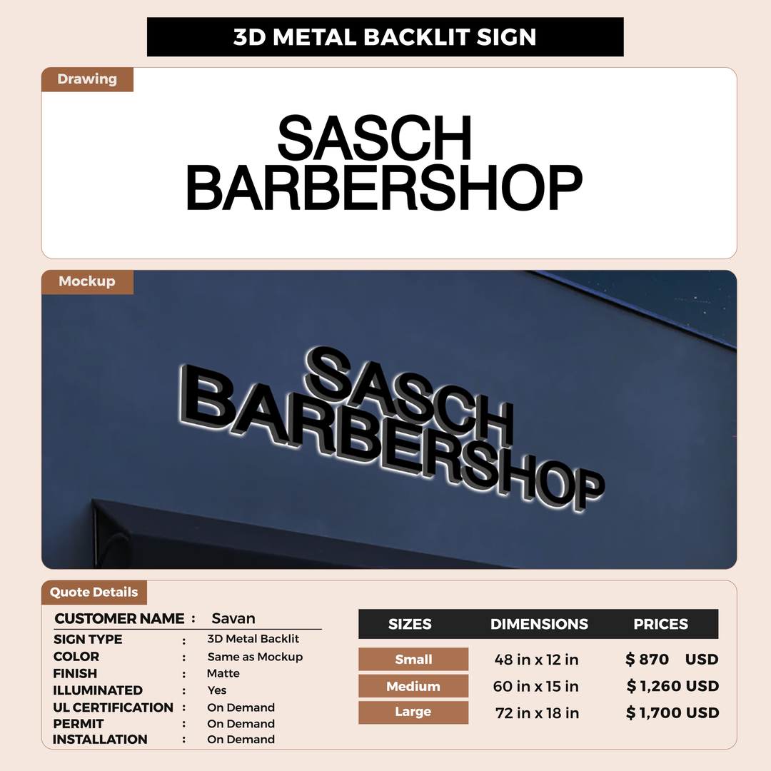 Business signage for Savan