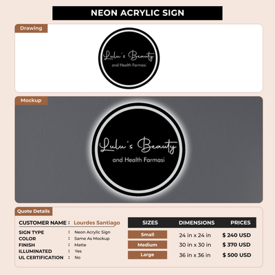 Business signage for Lourdes Santiago