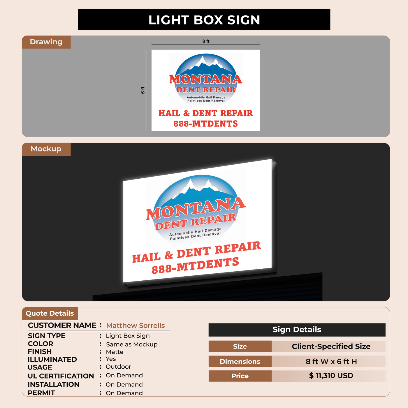 Business signage for Matthew Sorrells