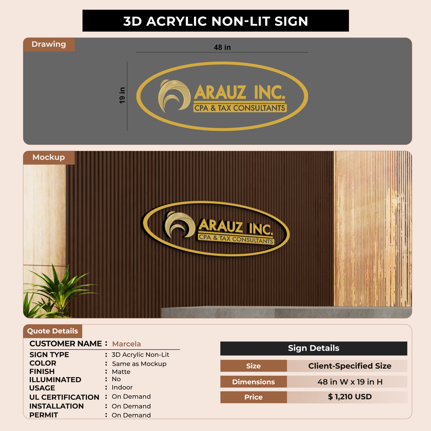 Business Signage for Marcela
