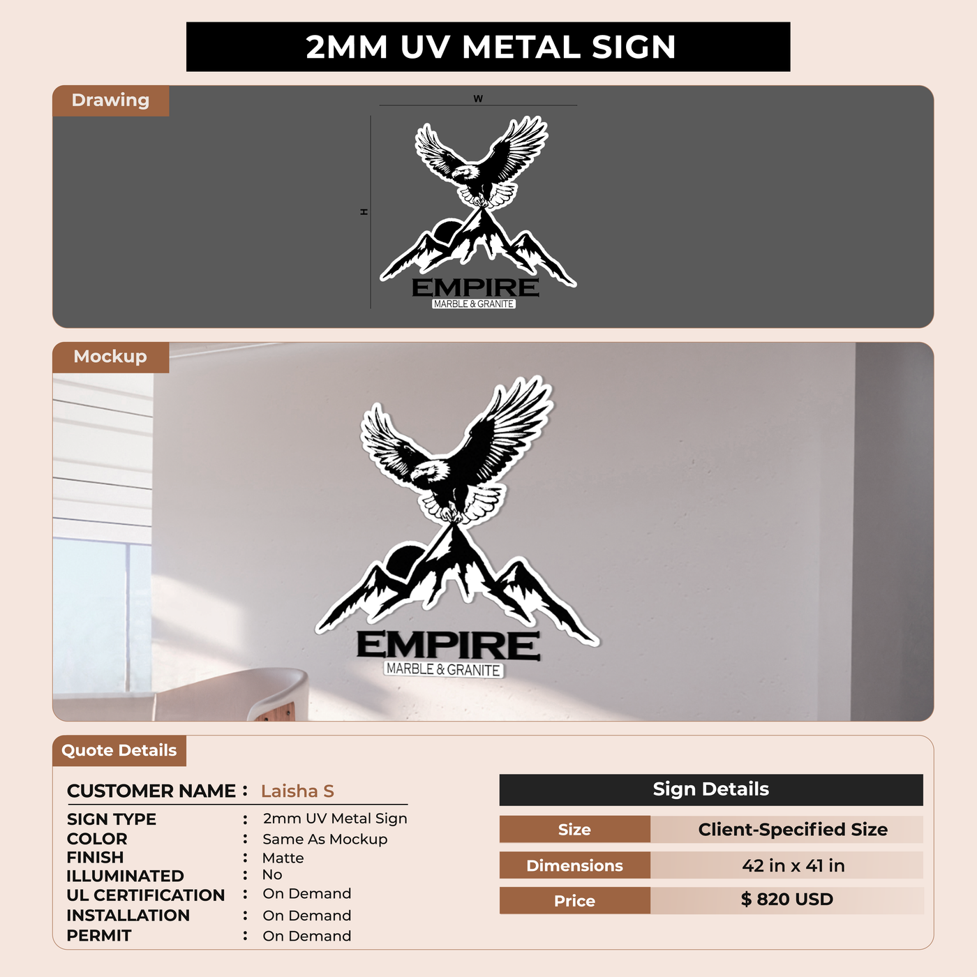 Business signage for Laisha S