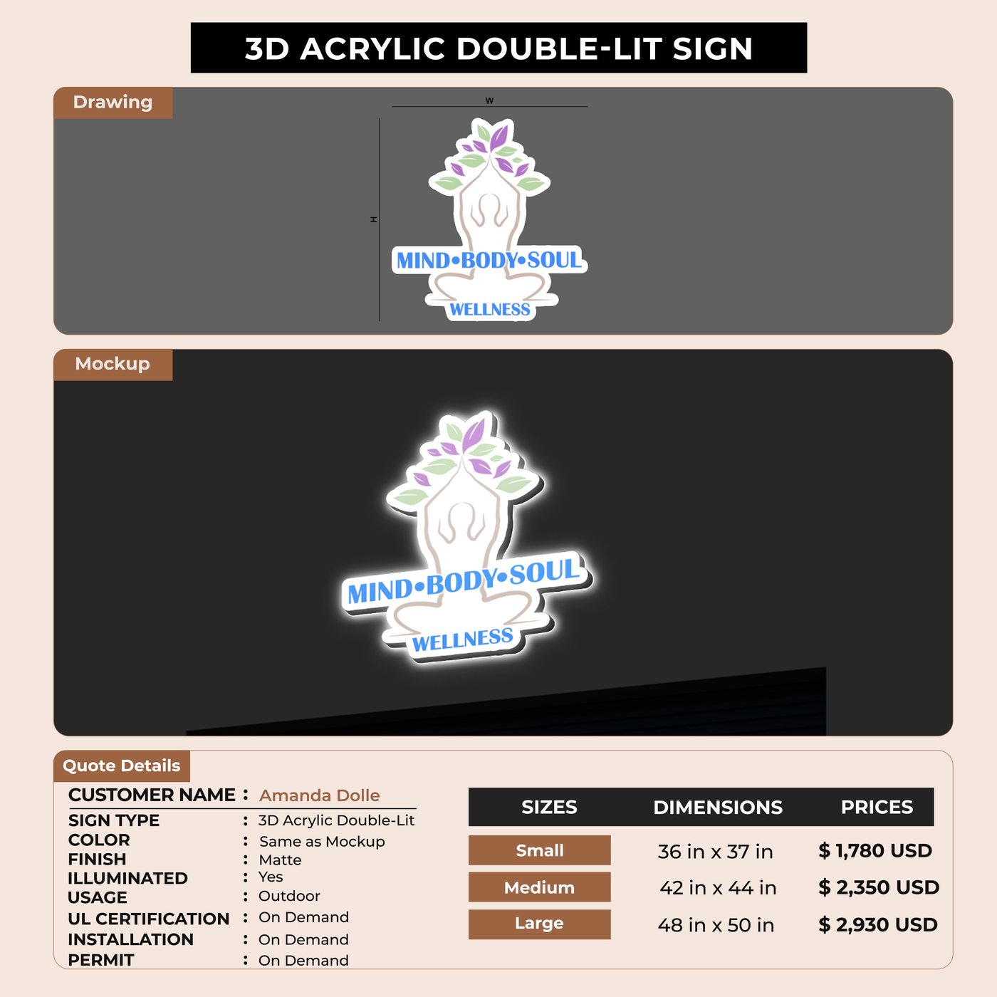 Business signage for Amanda Dolle