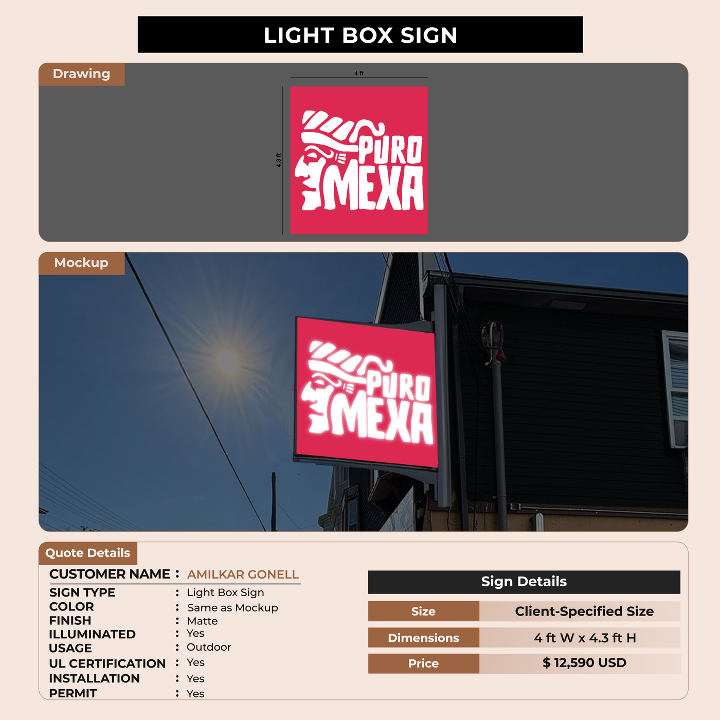 Custom Signs For AMILKAR GONELL