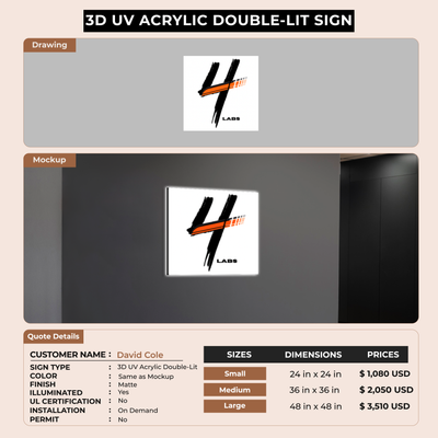 3D UV Acrylic Signage for David Cole