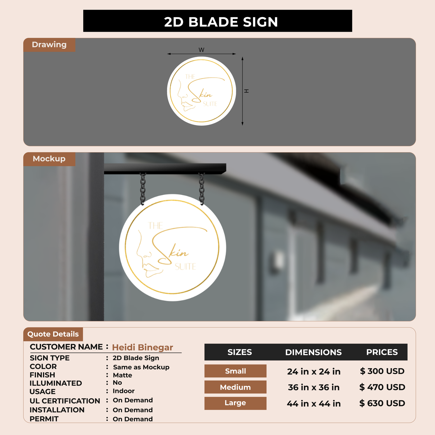 Business signage for Heidi Binegar