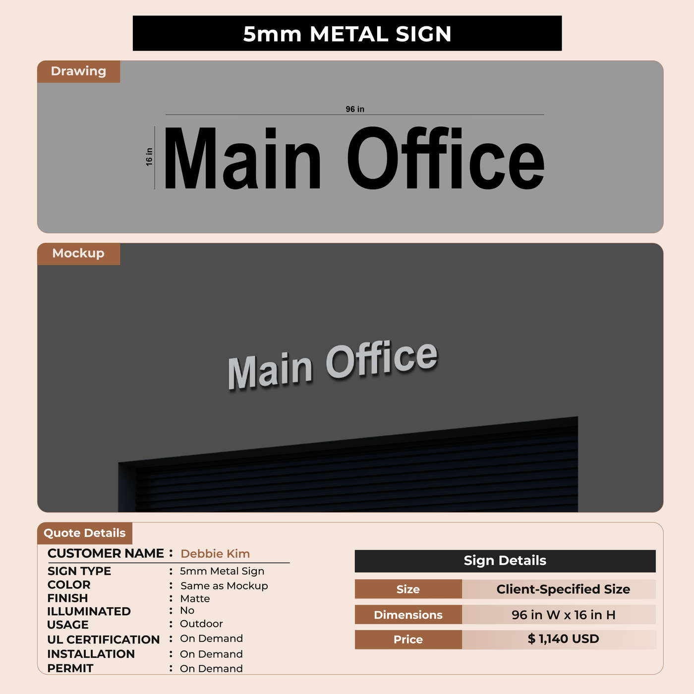 5mm metal sign for Debbie Kim