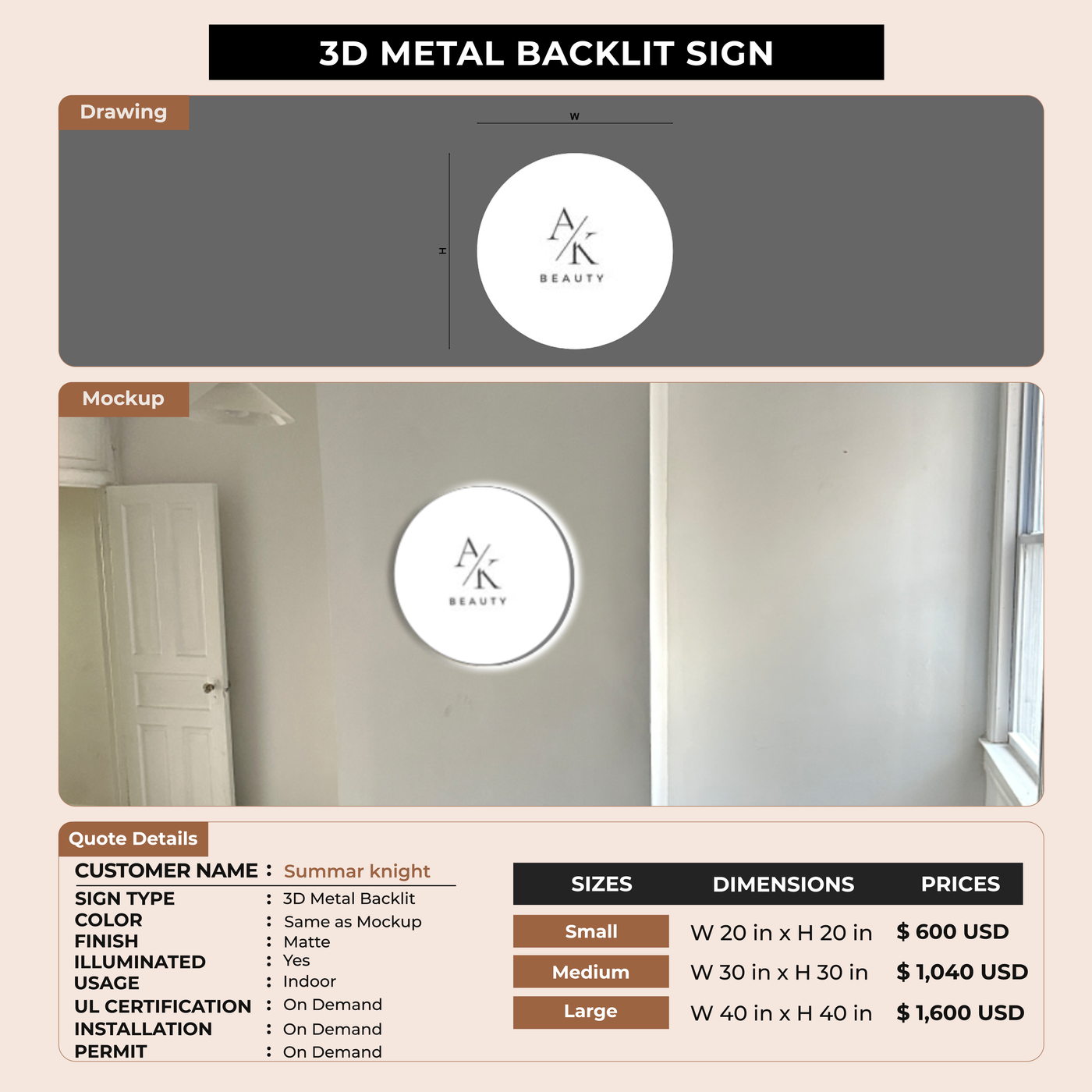 Business Signage for Summar knight