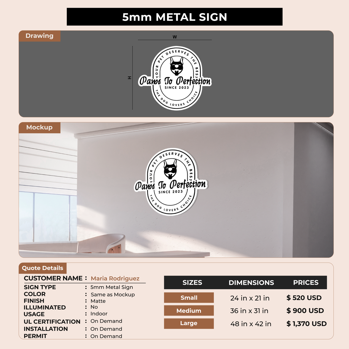 Business signage for Maria Rodriguez