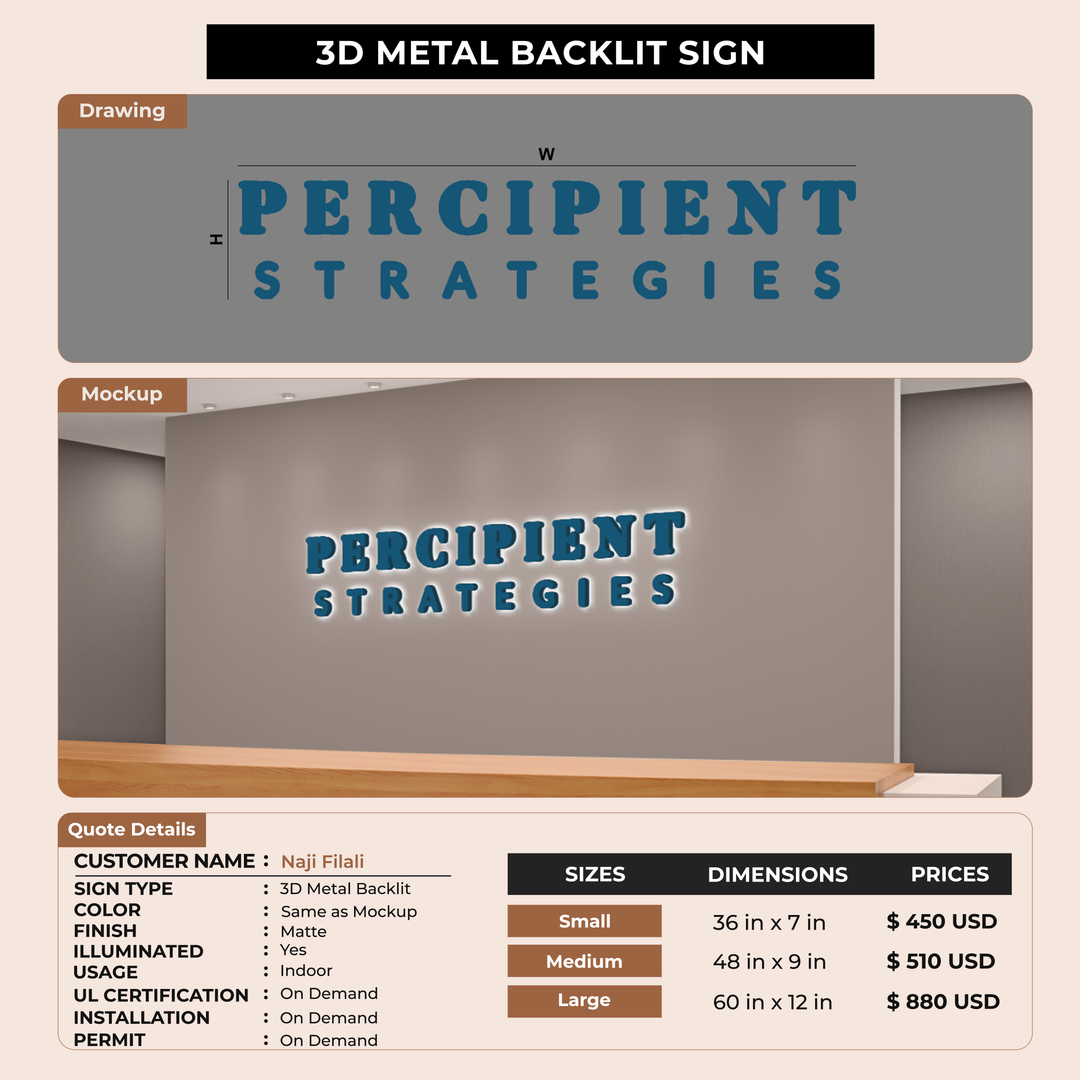 3d metal backlit for Naji Filali