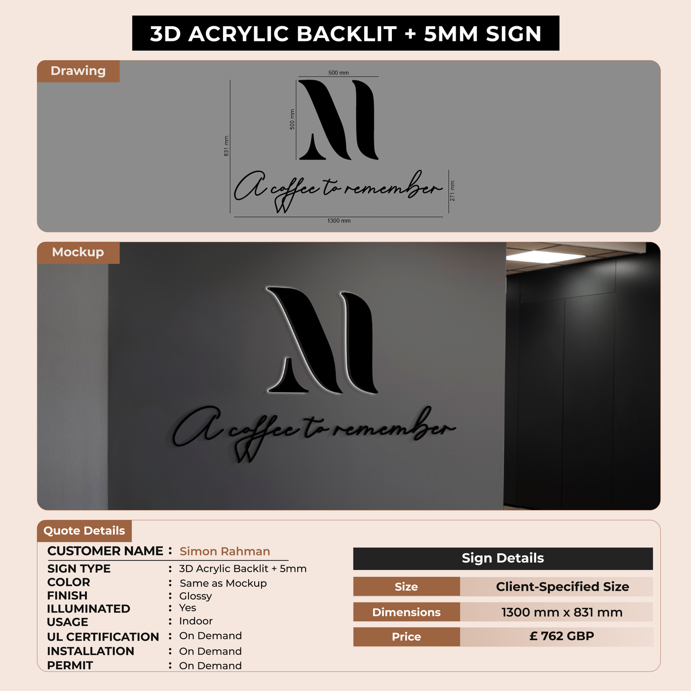 Business signage for Simon Rahman