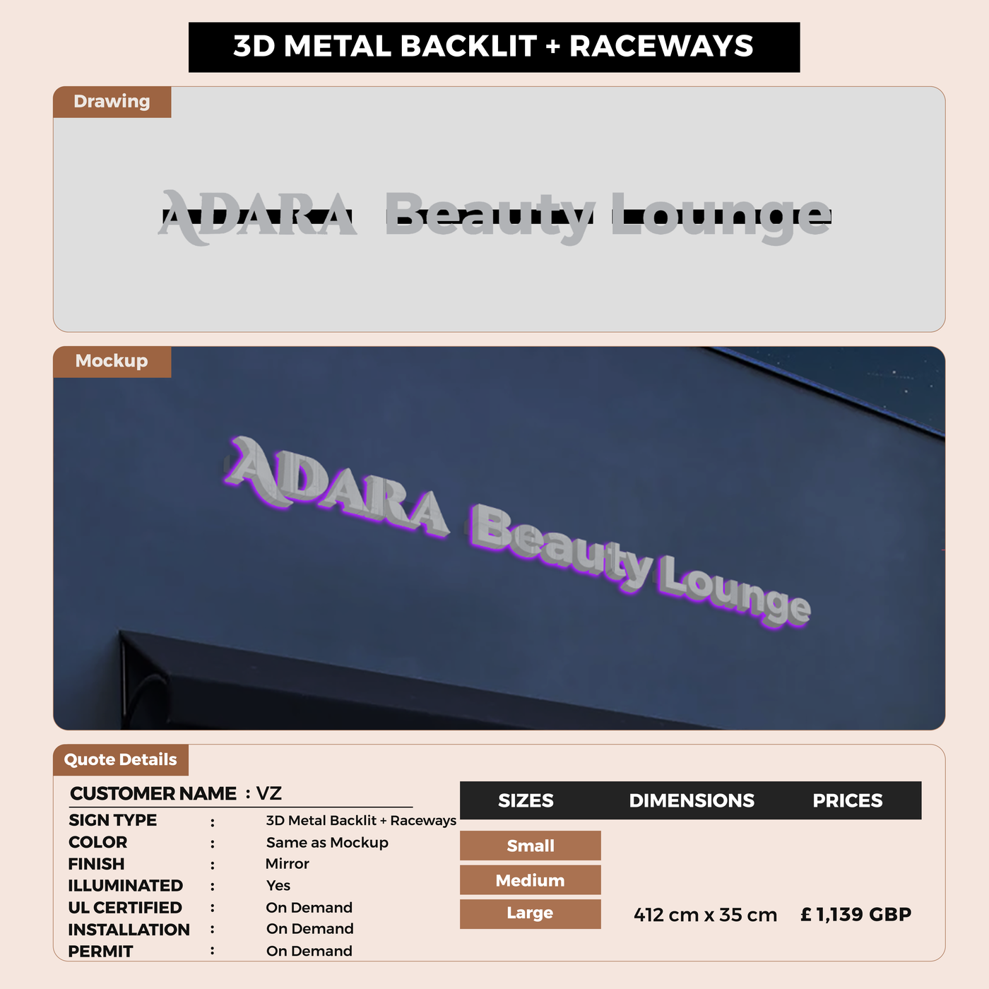Business signage for VZ