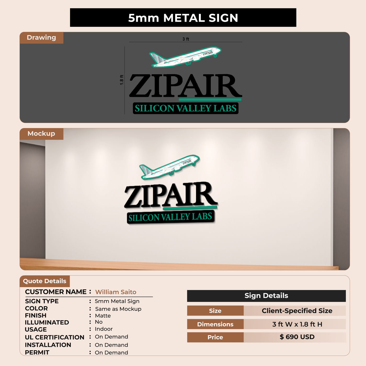 Custom Signs for William Saito