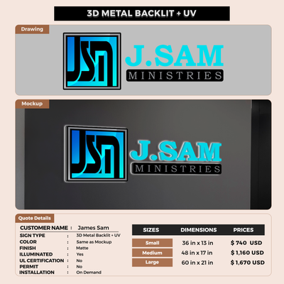 Business signage for James Sam