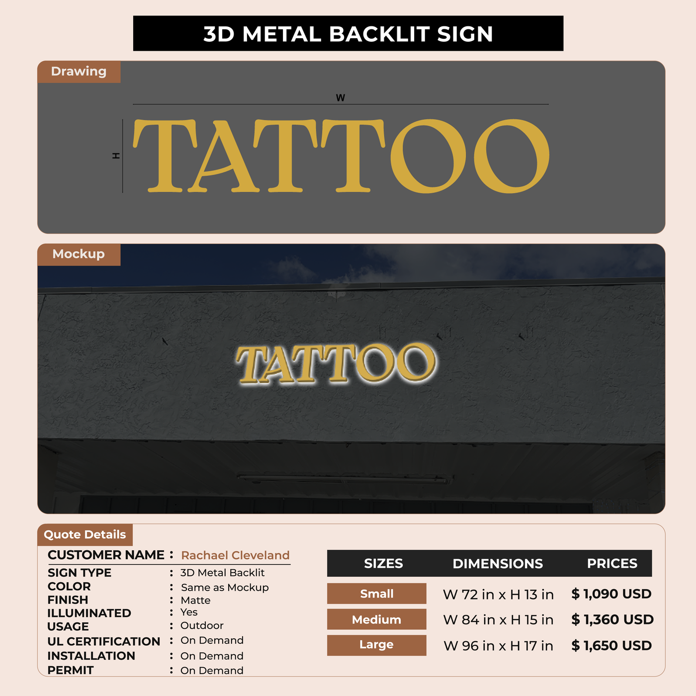 Business signage for Rachael Cleveland