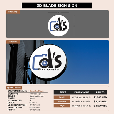 3D Blade Sign for Donisha Davis