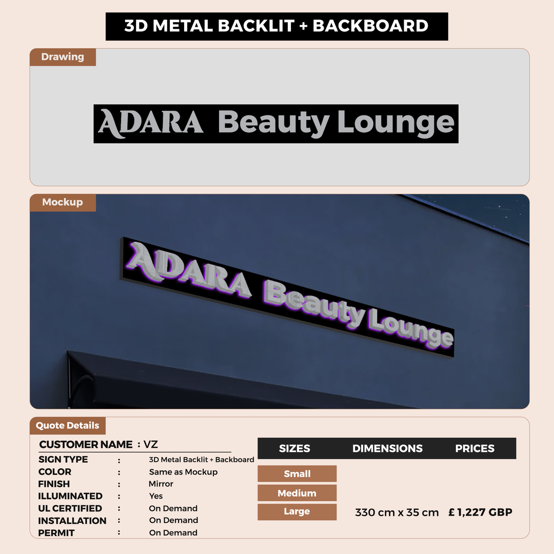 Business signage for VZ