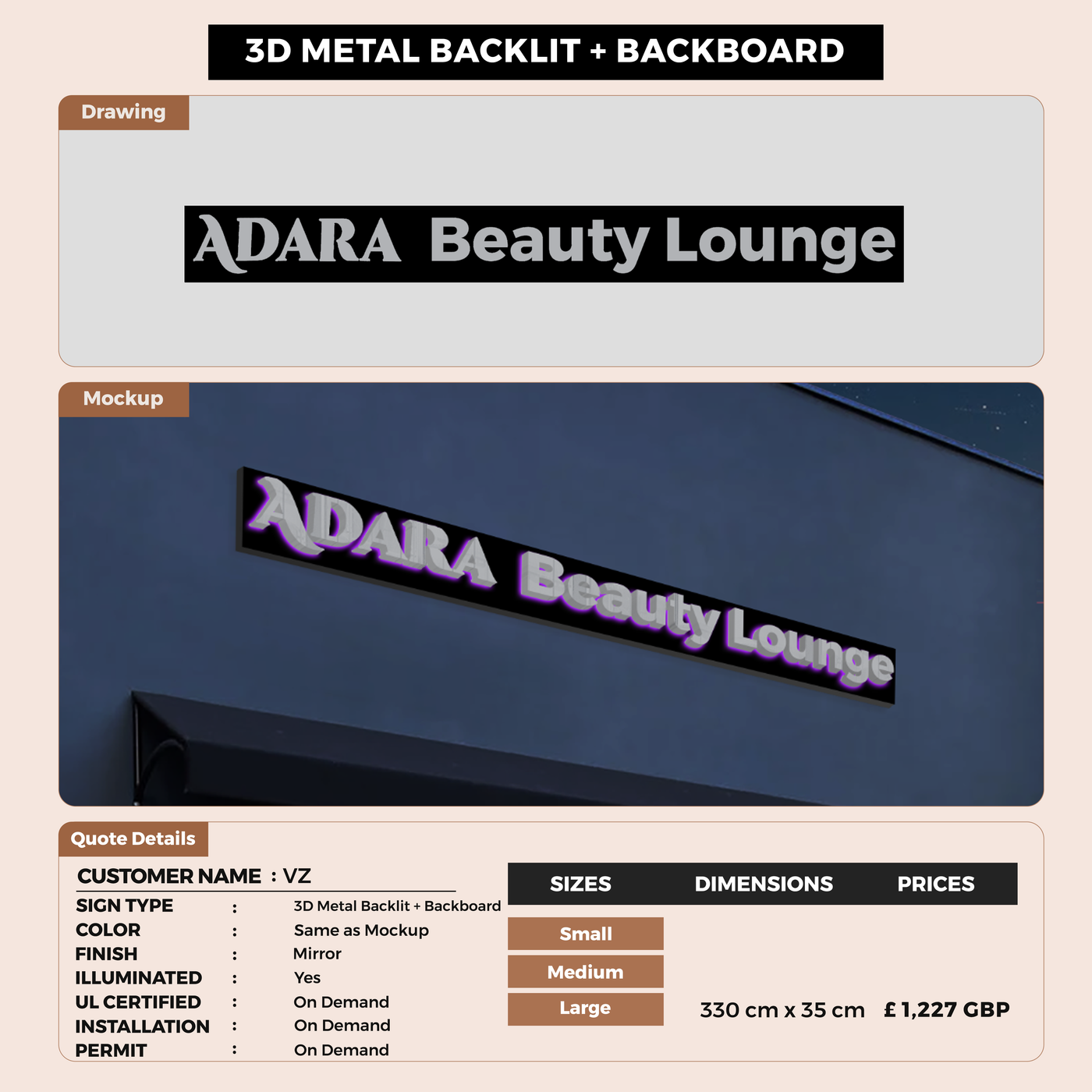 Business signage for VZ