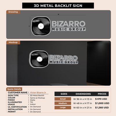 Business Signage for Victor Bizarro Jr