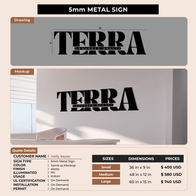 5mm metal sign for Holly Keyse