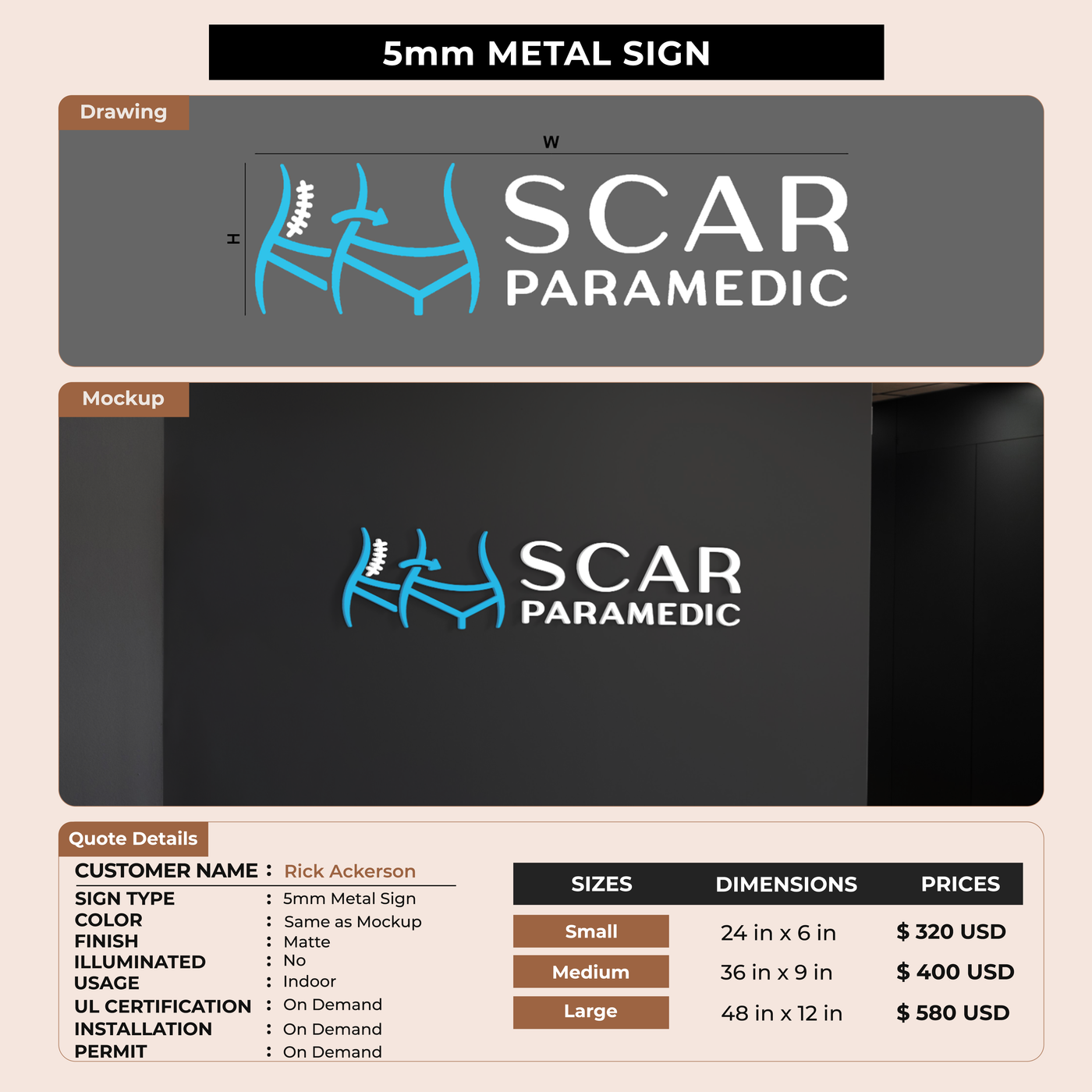5mm metal sign for Rick Ackerson