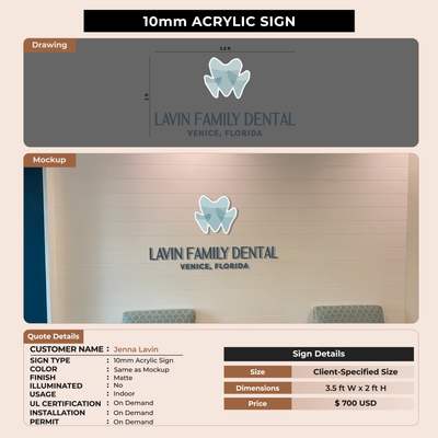 10mm Acrylic Sign for Jenna Lavin